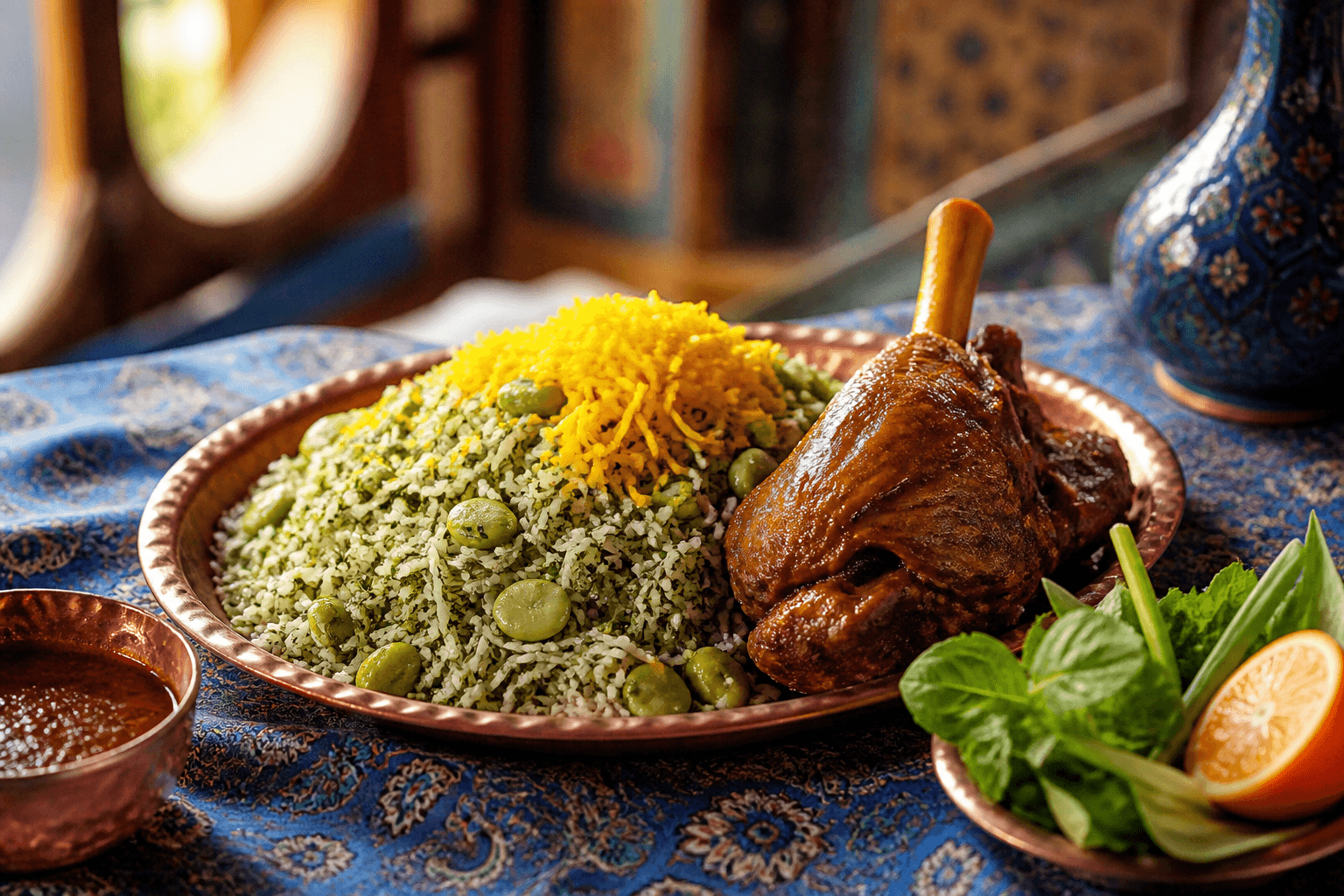 تصویر غذای باقالی پلو با ماهیچه