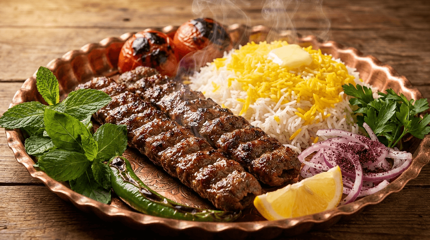 تصویر غذای چلو کباب کوبیده