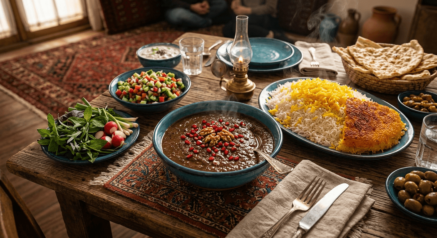 تصویر غذای فسنجان با مرغ محلی