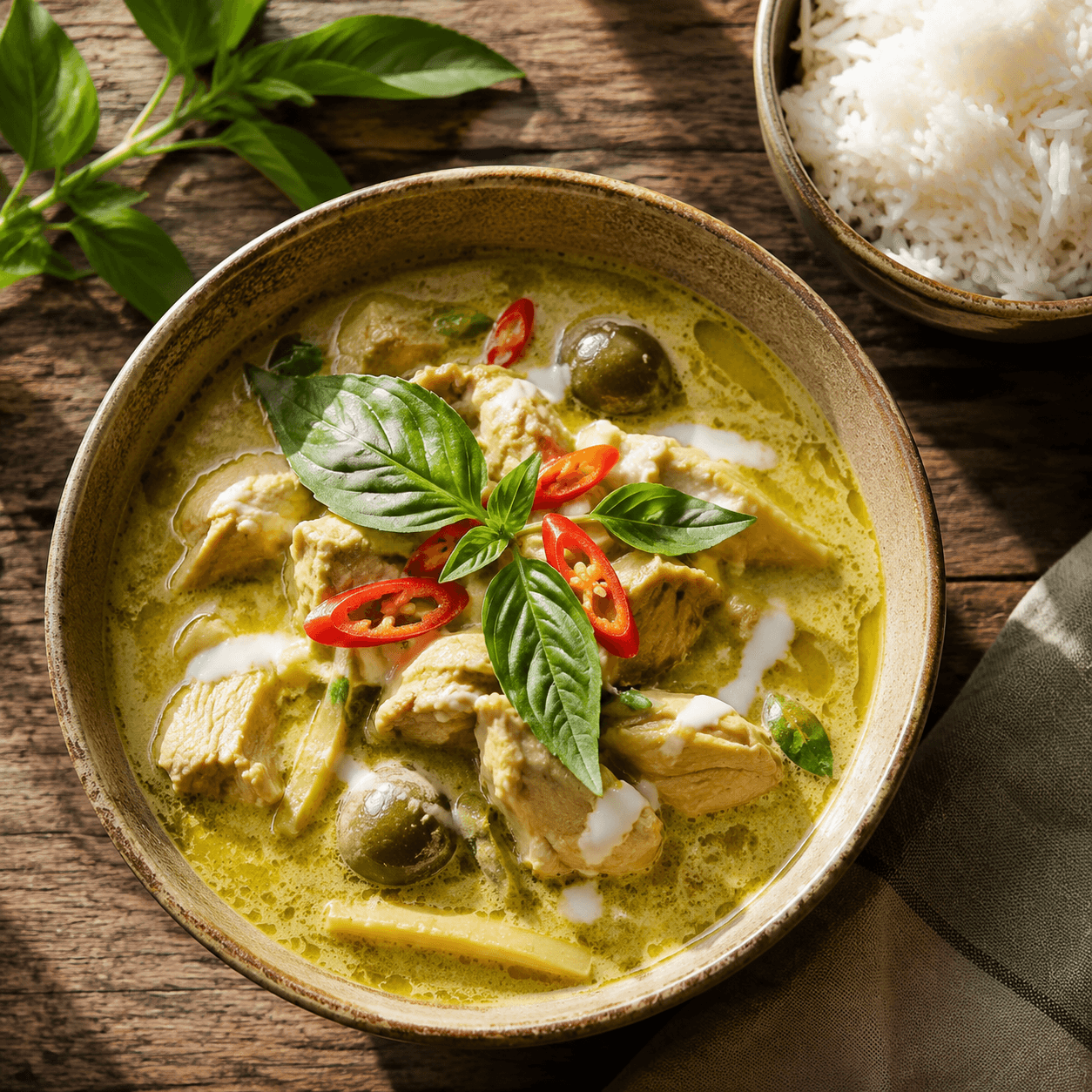 تصویر غذای کاری مرغ تایلندی